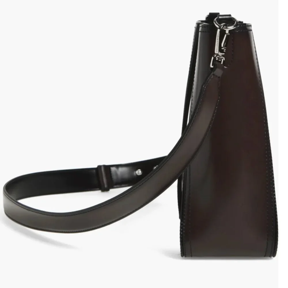 Stella McCartney Logo Faux Leather Crossbody Bag Black -Brown